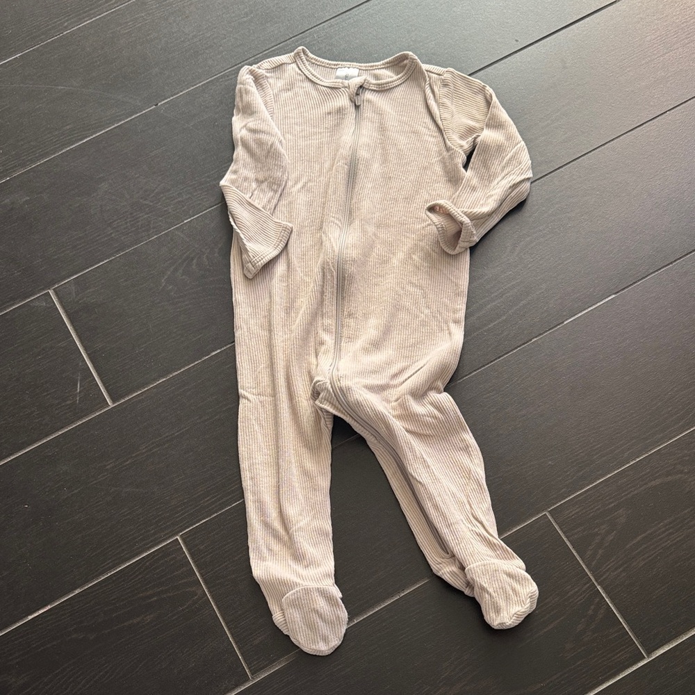 Soft Beige Kids Footed One Piece